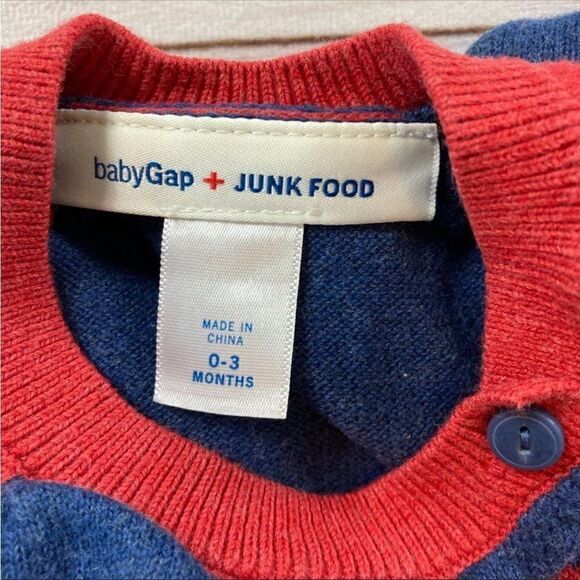 Gap Baby Red Blue Junk Food Superman Romper 0-3 M - Picture 3 of 5